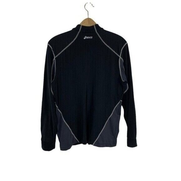 ASICS Small Gray Black Zip Up Track Jacket Running Athletic Sweater - Picture 3 of 7